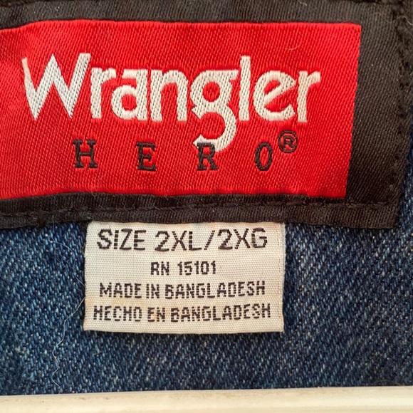 Vintage Wrangler Blue Denim Sherpa lined Vest with Brown Trim - Picture 2 of 16
